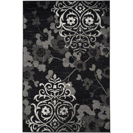 Safavieh Adirondack Power Loomed Round Area Rug, Black and Silver - 8 x 8 ft. ADR114A-8R